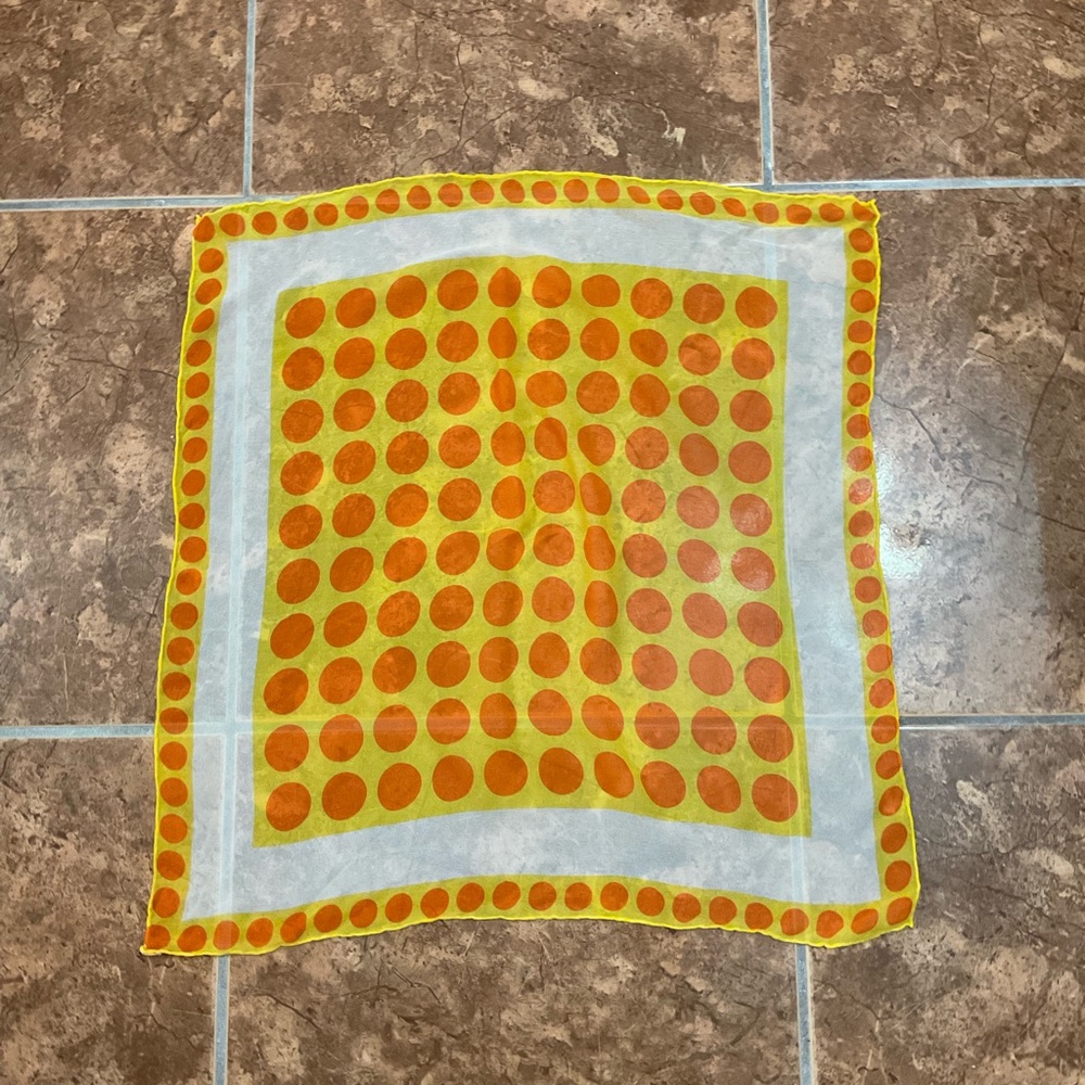 Vintage Orange and Yellow Polka Dot Scarf